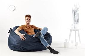 img 1 attached to Comfortable and Stylish Big Joe Fuf Foam 🪑 Filled Bean Bag Chair in Cobalt Lenox - Large Size