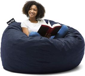 img 2 attached to Comfortable and Stylish Big Joe Fuf Foam 🪑 Filled Bean Bag Chair in Cobalt Lenox - Large Size