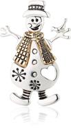 🎄 rarelove cute christmas snowman two tone pins and brooches - cz rhinestone gold silver plated alloy holiday jewelry for women & girls logo