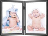 🖼️ double hinged black metal thin edge picture frame - 3.5x5 - high definition glass front - vertical tabletop stand - black логотип