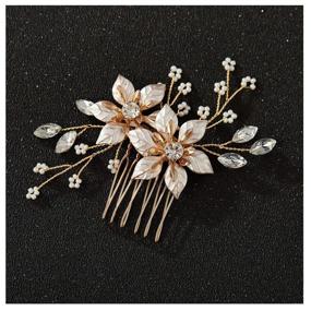 img 4 attached to 💍 Handmade Gold Bridal Hair Comb by SWEETV - Wedding Hair Clip and Accessories for Women