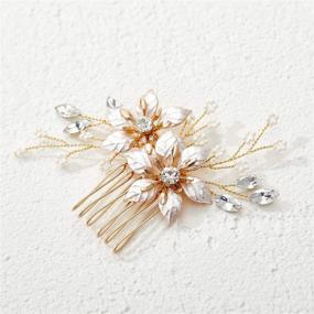 img 1 attached to 💍 Handmade Gold Bridal Hair Comb by SWEETV - Wedding Hair Clip and Accessories for Women