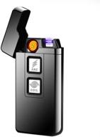 🔥 lighters usb arc lighter: rechargeable, flameless & windproof plasma coil technology - double-sided, 2-in-1 electric cigar/cigarette lighter (black) logo