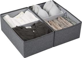 img 4 attached to Efficient Drawer Organization with 2 PCS Drawer Organizer Cubes: Ideal Storage Baskets for Bedroom, Living Room, Shelves, Closet - Black Gray