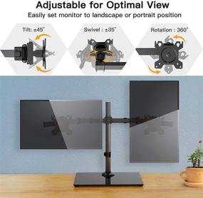 img 1 attached to 📺 HUANUO Dual Monitor Stand - Height Adjustable Two Arm Free Standing Mount for 17-32 inch LCD Screens with Swivel, Tilt, and Glass Base - Max VESA 100x100mm