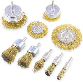 img 4 attached to 🔧 9Pcs Brass-Coated Wire Brush Wheel & Cup Brush Set with 1/4-Inch Shank - 9 Sizes Coated Wire Drill Brush Set for Rust, Corrosion, Paint Removal - Enhanced Durability, Reduced Breakage, Longevity