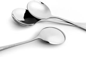 img 1 attached to 🥄 Premium Set of 6 Alpha Round Soup Spoons: AmoVee Wholesale Stainless Steel Collection