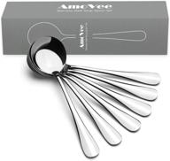 🥄 premium set of 6 alpha round soup spoons: amovee wholesale stainless steel collection logo