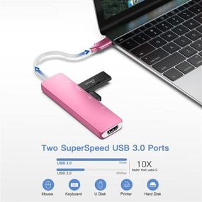 img 1 attached to 💖 Reimagined USB C HUB: 6-in-1 Laptop Docking Station with Dual 4K HDMI, 2x USB 3.0, SD/Micro SD, 87W PD Charging - MacBook Pro & Surface Compatible - Pink Edition