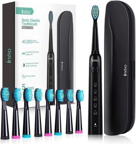 img 4 attached to 💫 Initio Electric Toothbrush: 5 Modes, Smart Timer, 8 Brush Heads, Travel Case – Rechargeable Whitening Oral Care