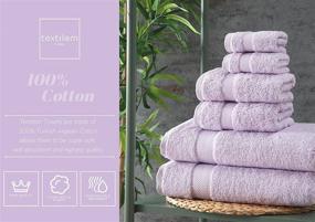 img 2 attached to 🛁 Premium 6 Piece Luxury Towel Set in Lilac - 100% Turkish Cotton, Thick, Super Soft, Highly Absorbent, Quick Dry - Ideal for Bathroom & Kitchen (2 Bath Towels, 2 Hand Towels, 2 Washcloths)