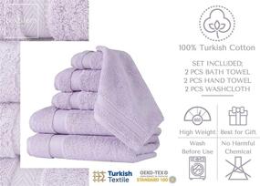 img 3 attached to 🛁 Premium 6 Piece Luxury Towel Set in Lilac - 100% Turkish Cotton, Thick, Super Soft, Highly Absorbent, Quick Dry - Ideal for Bathroom & Kitchen (2 Bath Towels, 2 Hand Towels, 2 Washcloths)