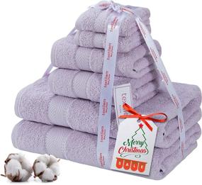 img 4 attached to 🛁 Premium 6 Piece Luxury Towel Set in Lilac - 100% Turkish Cotton, Thick, Super Soft, Highly Absorbent, Quick Dry - Ideal for Bathroom & Kitchen (2 Bath Towels, 2 Hand Towels, 2 Washcloths)