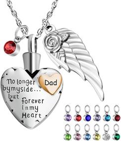 img 4 attached to 🔮 abooxiu Heart Cremation Urn Necklace: Angel Wing Memorial Pendant with Birthstones - Always in My Heart - Customize Available