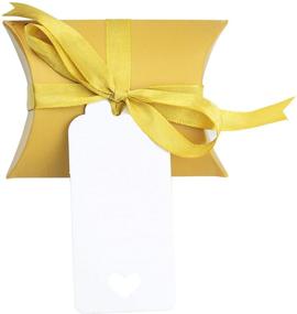 img 4 attached to Vintage Kraft Candy Box Set - 50pcs with Ribbon & Gift Tags for Wedding Birthday Party (Gold)