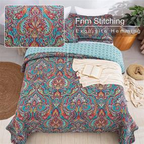 img 1 attached to 🌺 King Cotton Quilt Set, Reversible Floral Bedspread – Colorful Flower Patchwork Covetlet Bedding Set with 2 Pillow Cases, All-Season King Size (94×106)