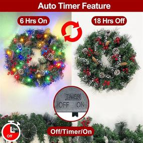 img 3 attached to 🎄 TURNMEON 20" Prelit Artificial Christmas Wreath with Timer: 40 Warm Lights, Snowy Bristle Pine, Pine Cone, Battery Operated - Indoor/Outdoor Xmas Decoration for Front Door and Home