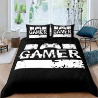 stay in the game with erosebridal gamepad comforter cover: queen size video game bedding set for kids, teens and adults - retro style black and white, includes 1 duvet cover and 2 pillow cases logo