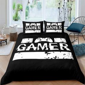 img 2 attached to Stay in the Game with Erosebridal Gamepad Comforter Cover: Queen Size Video Game Bedding Set for Kids, Teens and Adults - Retro Style Black and White, Includes 1 Duvet Cover and 2 Pillow Cases