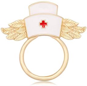 img 2 attached to 🩺 Stylish White Enamel Nurse Hat with Wings Brooch: Magnetic Eyeglass Holder & Perfect Nurse Gift by MANZHEN