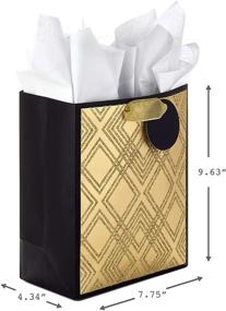 img 1 attached to 🎁 Pack of 3 Assorted Hallmark All Occasion Gift Bags with Tissue Paper - Black and Gold (2 Large 13-inch and 1 Medium 9-inch) for Anniversaries, Weddings, Birthdays, Holidays, and More
