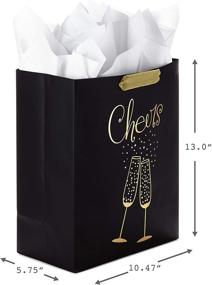 img 2 attached to 🎁 Pack of 3 Assorted Hallmark All Occasion Gift Bags with Tissue Paper - Black and Gold (2 Large 13-inch and 1 Medium 9-inch) for Anniversaries, Weddings, Birthdays, Holidays, and More