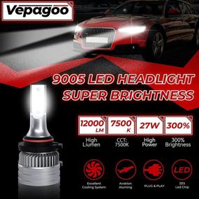 img 1 attached to Vepagoo LED Headlight Bulbs 9005/HB3 High Beam 9006/HB4 Low Beam 🔦 Combo, 12000 Lumens Super Bright Conversion Kits 6500K Cool White, Pack of 4