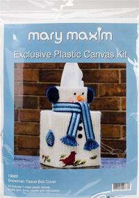 img 2 attached to Mary Maxim Snowman Plastic Canvas Tissue Box Kit, 5&#34; – Delightful Holiday Decorative Crafts