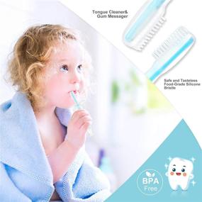 img 1 attached to 👶 4-Pack Silicone Baby Toothbrushes - AVHzY Infant Training Brush Set, Extra Soft/Tough Bristles, 100% Food Grade, BPA/PVC/Phthalate Free, Anti-Choking/Anti-Fall Design