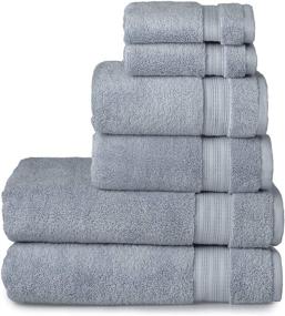img 3 attached to 🛀 Welhome Cotton Rayon from Bamboo Bath Towel (Dusty Blue) - Set of 6 - Soft and Fluffy - Highly Absorbent - Fade Resistant - Durable - Machine Washable - 2 Bath Towels - 2 Hand Towels - 2 Wash Towels