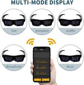 img 3 attached to ACALEPH Персонализируемые LED Bluetooth очки: мигающий дисплей, управление приложением, 🕶️ USB-зарядка - идеально для вечеринок, фестивалей и в качестве подарка (синий свет)