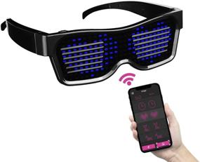 img 4 attached to ACALEPH Персонализируемые LED Bluetooth очки: мигающий дисплей, управление приложением, 🕶️ USB-зарядка - идеально для вечеринок, фестивалей и в качестве подарка (синий свет)