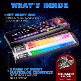 img 3 attached to 🌟 Ultimate Star Wars Chopsticks: Luxxis Light Up LED Glowing Multicolor Set [2 pairs] - Perfect for Fun Theme Parties and Gifts, with Bonus Bottle Opener and Gift-Ready Postcard