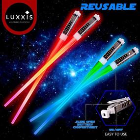 img 1 attached to 🌟 Ultimate Star Wars Chopsticks: Luxxis Light Up LED Glowing Multicolor Set [2 pairs] - Perfect for Fun Theme Parties and Gifts, with Bonus Bottle Opener and Gift-Ready Postcard