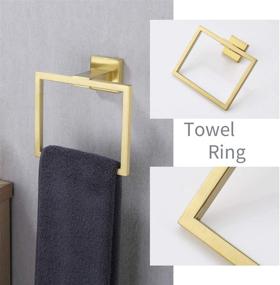 img 1 attached to 🚽 Bathroom Accessories Set - Rustproof Toilet Paper Holder & Towel Ring in Brushed Gold Finish, SUS304 Stainless Steel - Modern Wall Mount, LA24BZ-21