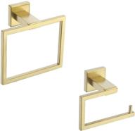 🚽 bathroom accessories set - rustproof toilet paper holder & towel ring in brushed gold finish, sus304 stainless steel - modern wall mount, la24bz-21 logo