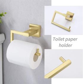 img 2 attached to 🚽 Bathroom Accessories Set - Rustproof Toilet Paper Holder & Towel Ring in Brushed Gold Finish, SUS304 Stainless Steel - Modern Wall Mount, LA24BZ-21