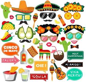 img 3 attached to 🎉 Cinco De Mayo Fiesta Decorations Photo Booth Props for Baby Shower, Mexican Party Selfie Props Set of 44pcs