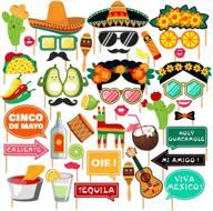 🎉 cinco de mayo fiesta decorations photo booth props for baby shower, mexican party selfie props set of 44pcs logo