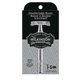 img 4 attached to Wilkinson Sword Double Edge Razor for Men: 5 Refillable Blades for a Superior Shave