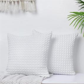 img 2 attached to 🛋️ PHF 100% Cotton Waffle Weave Euro Shams 26" x 26", 2 Pack - Stylish Pure White Euro Throw Pillow Covers for Bed Couch Sofa