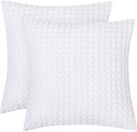 🛋️ phf 100% cotton waffle weave euro shams 26" x 26", 2 pack - stylish pure white euro throw pillow covers for bed couch sofa логотип