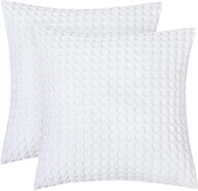 img 4 attached to 🛋️ PHF 100% Cotton Waffle Weave Euro Shams 26" x 26", 2 Pack - Stylish Pure White Euro Throw Pillow Covers for Bed Couch Sofa