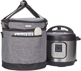 img 4 attached to 👜 HOMEST 2-Compartment Carry Bag for 6-Quart Instant Pot, Pressure Cooker Travel Tote Bag with Accessory Pockets for Spoon, Measuring Cup, Steam Rack | Insulated Carrier with Easy-to-Clean Lining | Grey