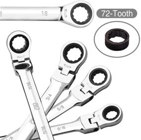 img 1 attached to 🔧 Универсальный набор гаечных ключей Prostormer 20 штук: дюймовые и метрические, хром-ванадиевая сталь, гибкие и фиксированные головки, в комплекте рулонная холщовая сумка.