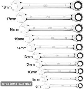 img 2 attached to 🔧 Универсальный набор гаечных ключей Prostormer 20 штук: дюймовые и метрические, хром-ванадиевая сталь, гибкие и фиксированные головки, в комплекте рулонная холщовая сумка.