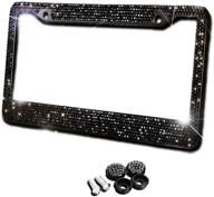 💎 black sparkling rhinestone glitter crystal bling stainless steel license plate frame - all weather-proof super adhesive black rhinestone by zento deals logo