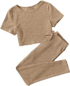 img 4 attached to 👖 Romwe Outfit: Stylish Ribbed Workout Leggings for Girls' Clothing and Activewear