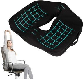img 4 attached to 🪑 Comfortable Memory Foam Office Chair Seat Cushion for Back Pain Relief - Black