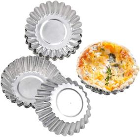 img 1 attached to 🥮 30 Packs Egg Tart Molds, Mini Aluminum Cake Muffin Tins, Non-Stick Cupcake Moulds, Pudding Baking Tools, Reusable Baking Accessories - Silver